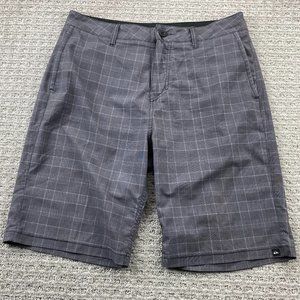 QUIKSILVER Golf Shorts Men 32 Gray Plaid Chino Short Pants Outdoor Casual Pocket